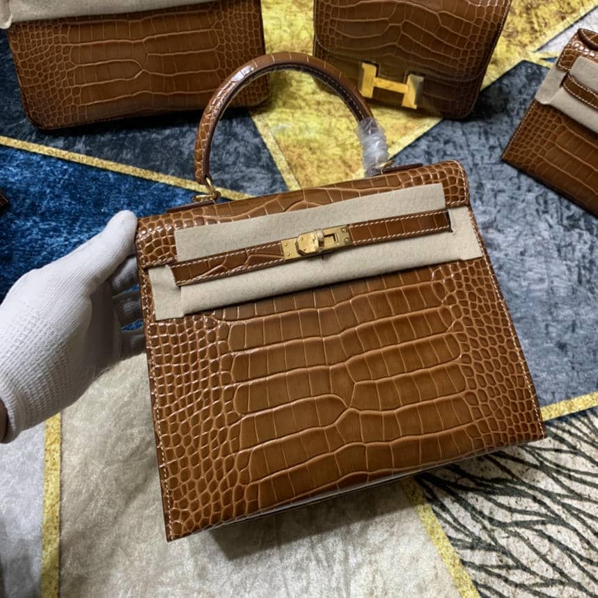 Kelly Crocodile-Embossed Cow Leather-14